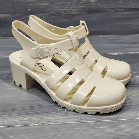 Wild Pair Shoes - Wild Pair Beirut‎ Fisherman Sandals Jelly Sandals Ivory 10 M Heeled Sandals